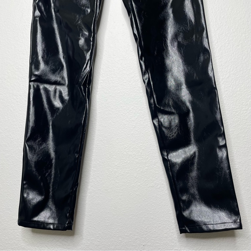 I.AM.GIA Nikole Black‎ Faux Leather Exposed Front Zip PVC Skinny Straight Pants - Picture 9 of 12